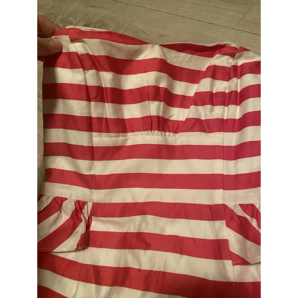 Lilly Pulitzer Maybell Dress Azalea Pink Stripe Size 2 Strapless Peplum Ruffle - Picture 5 of 14